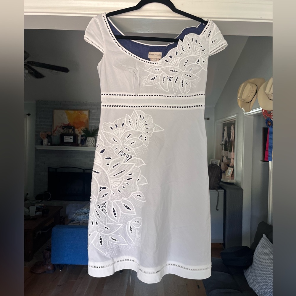 Karen Millen White Eyelet Cutout Mini Dress